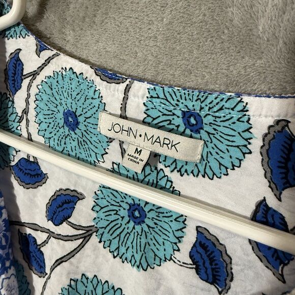 John Mark Top M Floral Sleeves Boho Tassels Patchwork Mixed Media Flowy - Picture 2 of 6